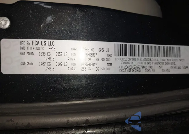 2C4RDGCG7GR374442: 44318220