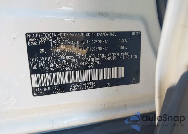 2T3W1RFV5NW201667: 44318221