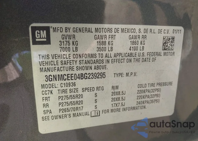 3GNMCEE04BG239295: 44318328