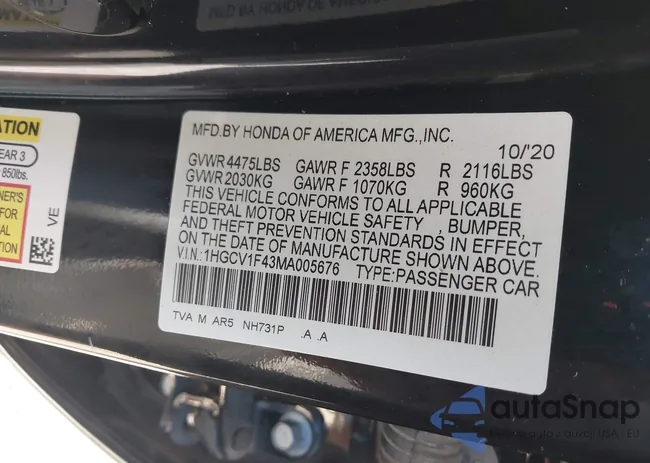 1HGCV1F43MA005676: 44318352