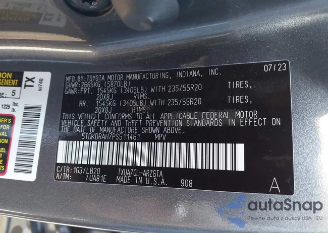 5TDKDRAH7PS511461: 44318374