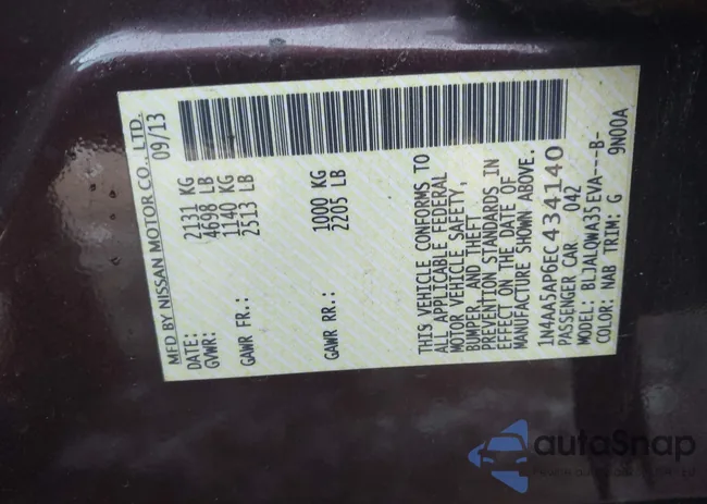 1N4AA5AP6EC434140: 44318483