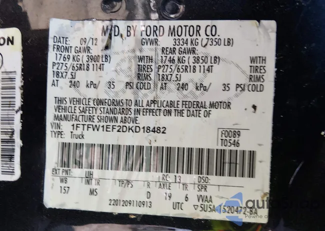 1FTFW1EF2DKD18482: 44318488