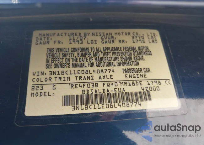 3N1BC11E08L408774: 44318577