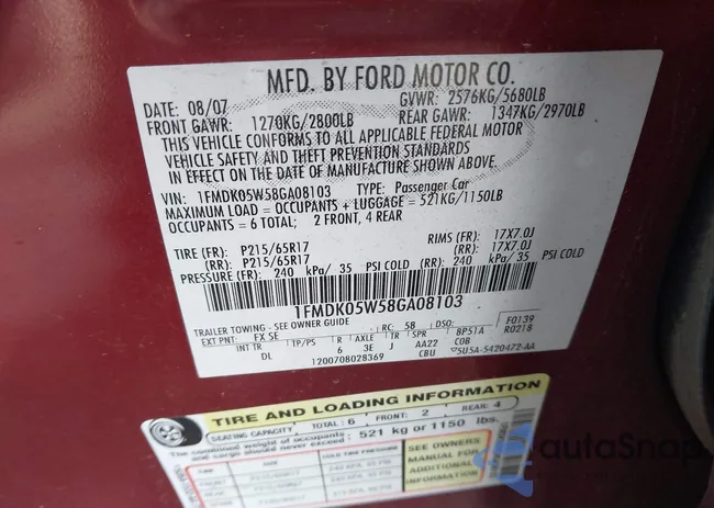 1FMDK05W58GA08103: 44317595