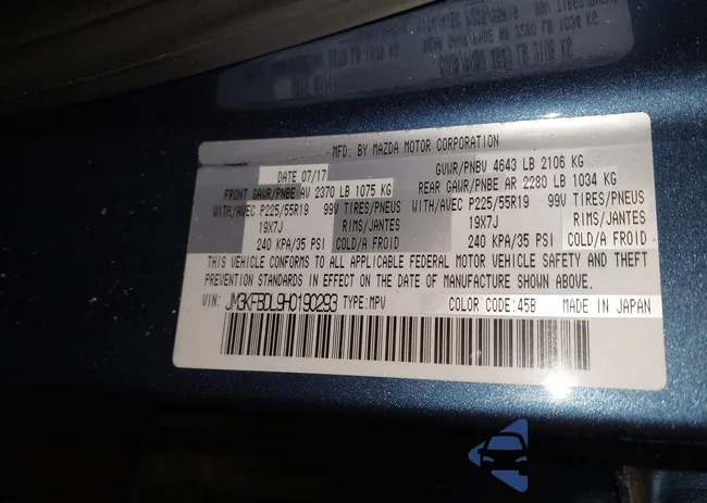 JM3KFBDL9H0190293: 44317654