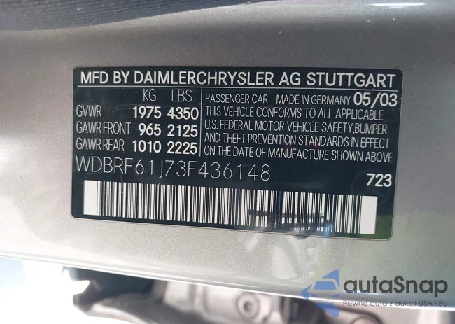 WDBRF61J73F436148: 44319002