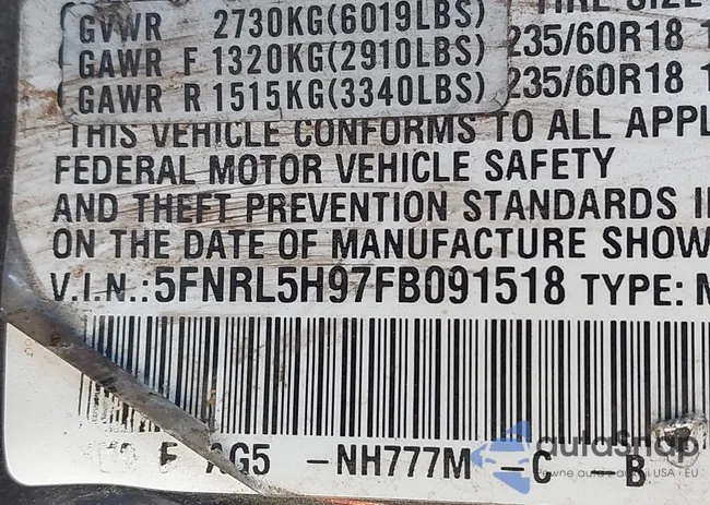 5FNRL5H97FB091518: 44319027