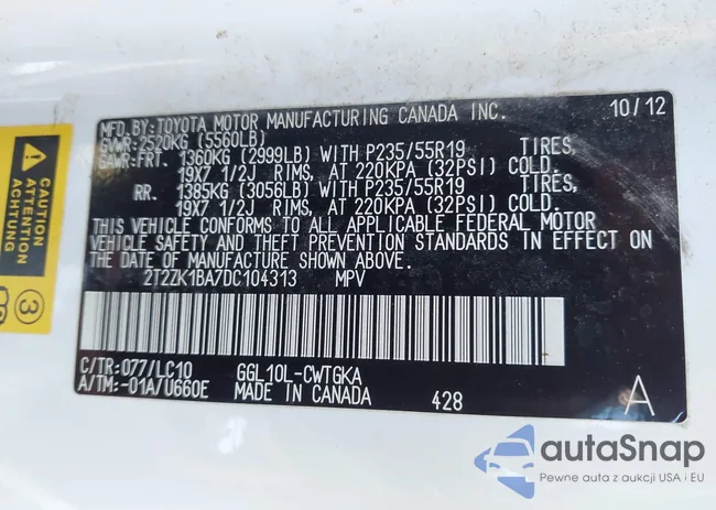 2T2ZK1BA7DC104313: 44319036