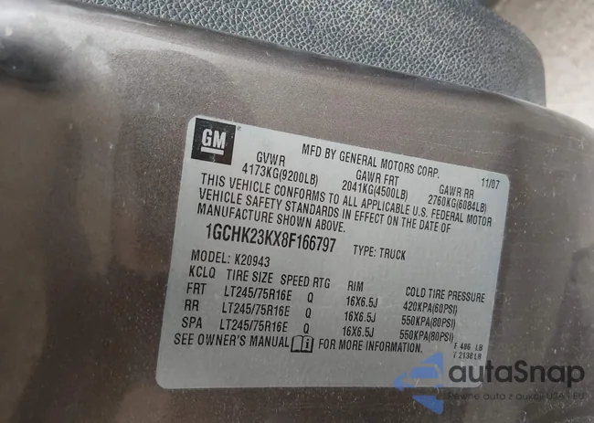 1GCHK23KX8F166797: 44319257