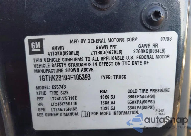 1GTHK23194F105393: 44319341