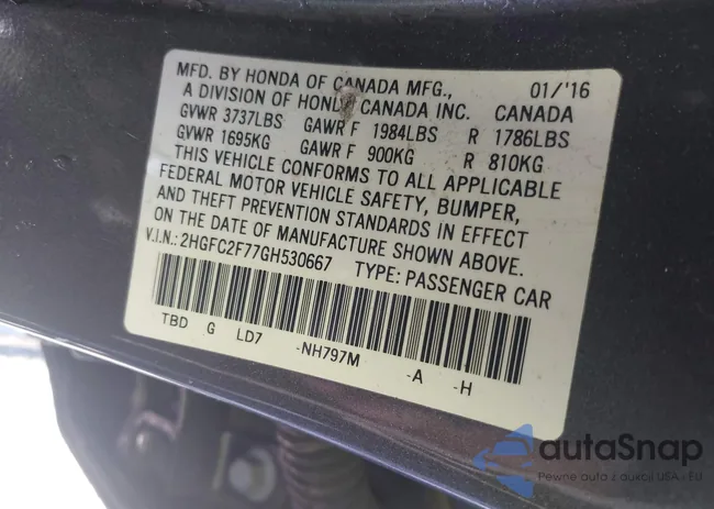 2HGFC2F77GH530667: 44319588