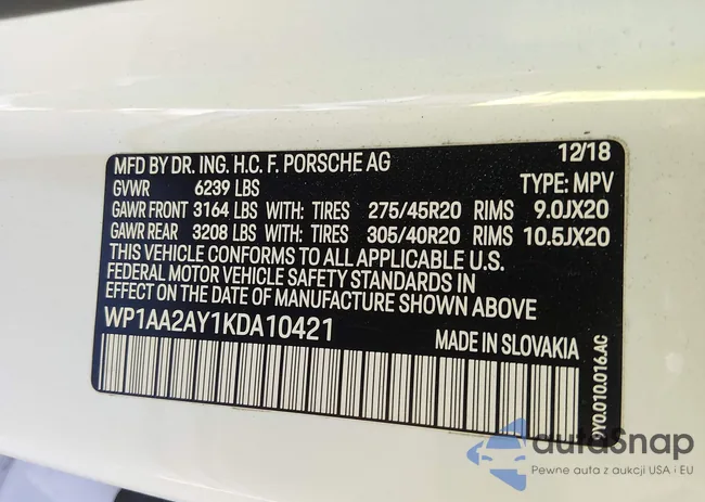 WP1AA2AY1KDA10421: 44318764