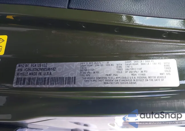 1C4HJXDN3MW596142: 44319999