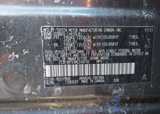 2T3F1RFV3MC248700: 44320036