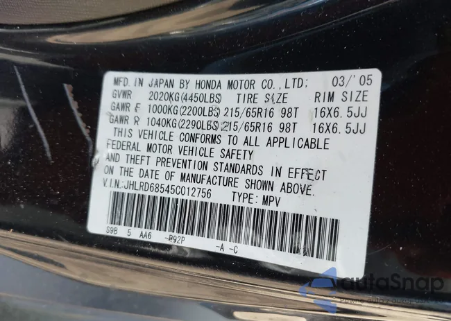 JHLRD68545C012756: 44320048