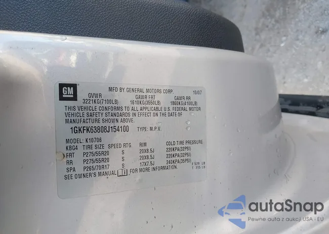 1GKFK63808J154100: 44320113