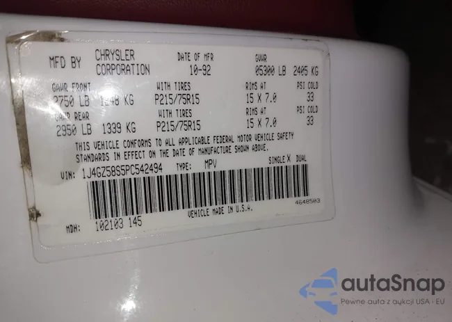 1J4GZ58S5PC542494: 44320118