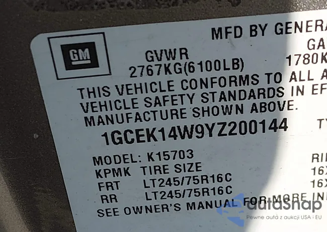 1GCEK14W9YZ200144: 44320211