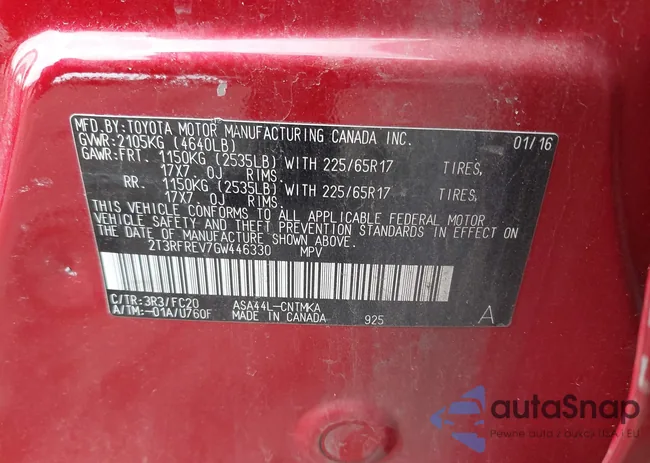 2T3RFREV7GW446330: 44320222