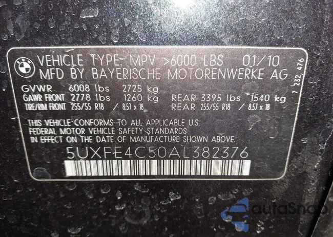 5UXFE4C50AL382376: 44320281