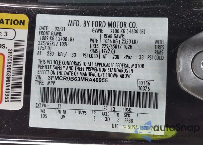 3FMCR9B63MRA40955: 44320437