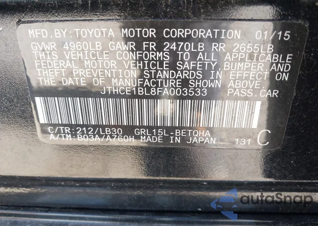 JTHCE1BL8FA003533: 44320493