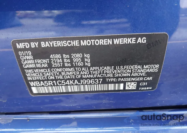 WBA5R1C54KAJ99637: 44319752