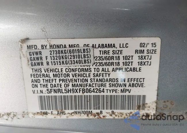 5FNRL5H9XFB064264: 44319977