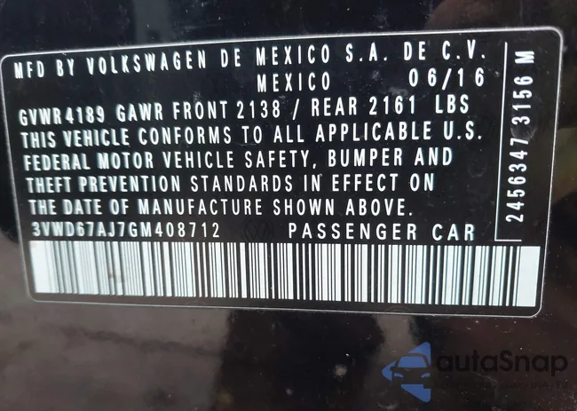 3VWD67AJ7GM408712: 44319980