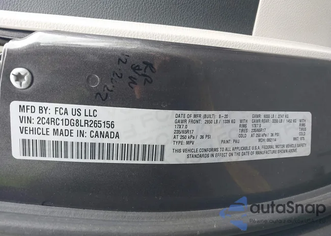 2C4RC1DG8LR265156: 44321103