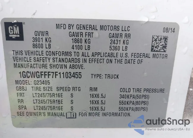 1GCWGFFF7F1103455: 44321115