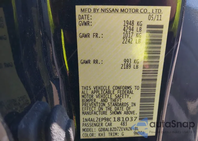 1N4AL2EP9BC181037: 44321118