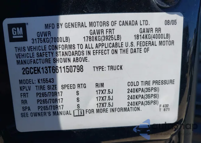 2GCEK13T661150798: 44321156