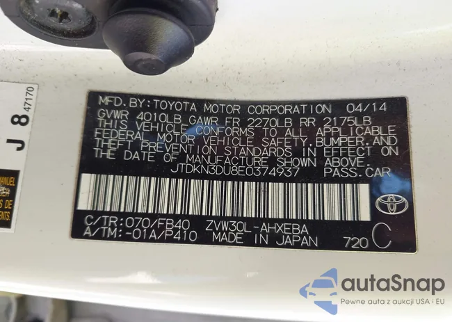 JTDKN3DU8E0374937: 44321193