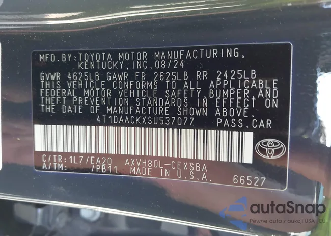 4T1DAACKXSU537077: 44321211