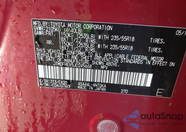 JTMDFREV5JD245668: 44321418