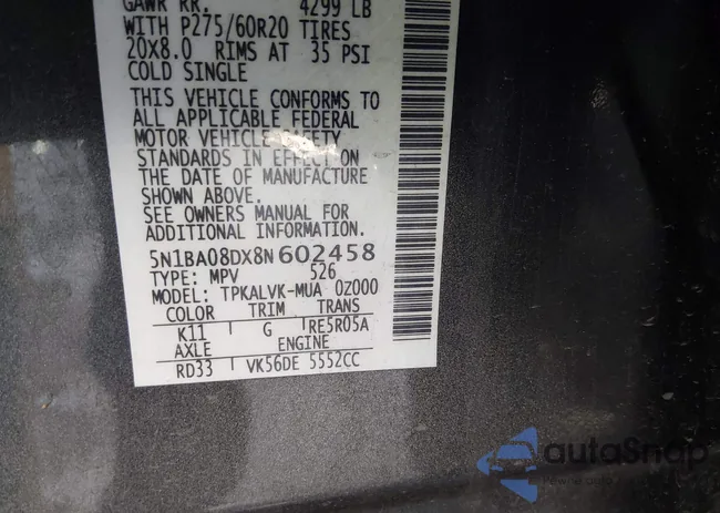 5N1BA08DX8N602458: 44321495