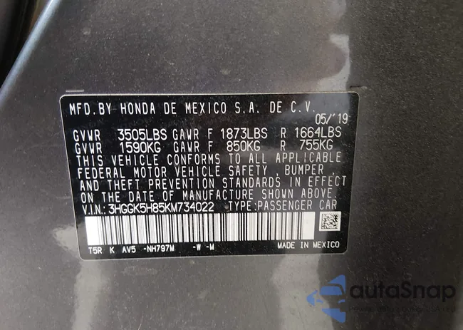 3HGGK5H85KM734022: 44321539