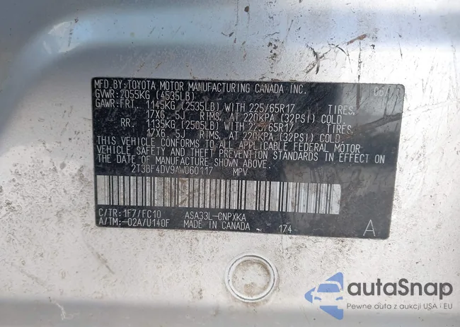 2T3BF4DV9AW060117: 44321562