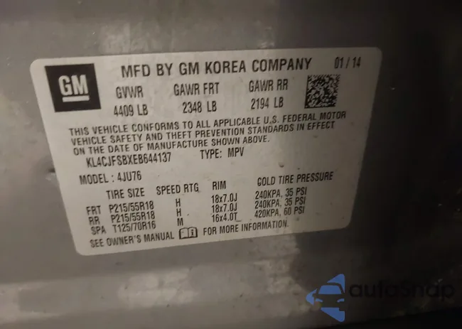 KL4CJFSBXEB644137: 44321567