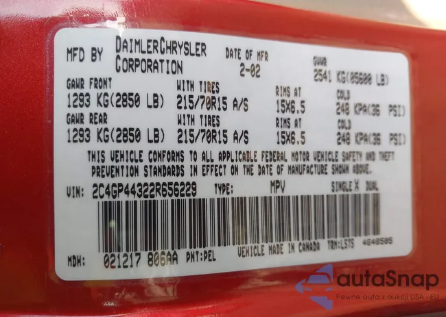 2C4GP44322R656229: 44320663