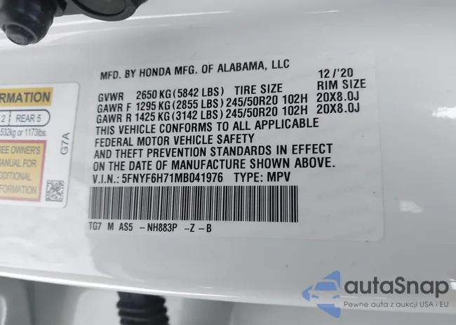 5FNYF6H71MB041976: 44320686