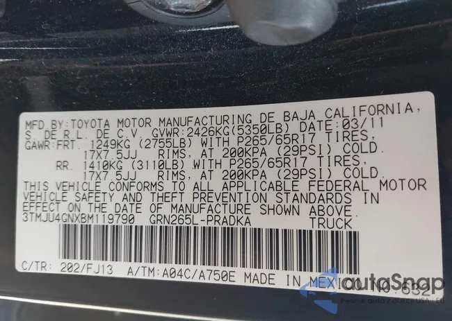 3TMJU4GNXBM119790: 44320740