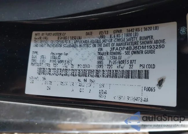 3FADP4BJ5DM193250: 44320757