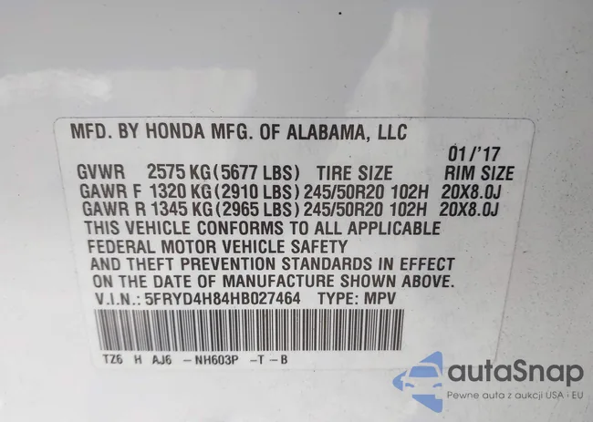 5FRYD4H84HB027464: 44320845