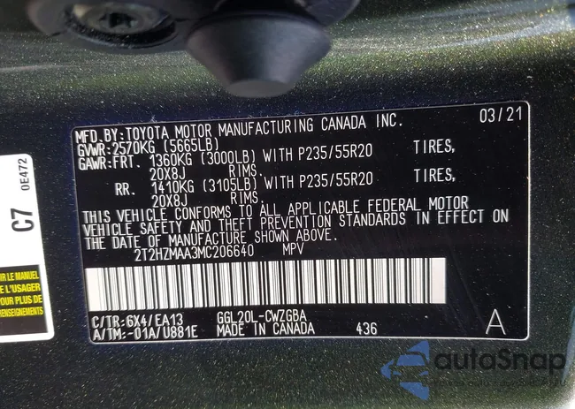 2T2HZMAA3MC206640: 44320953