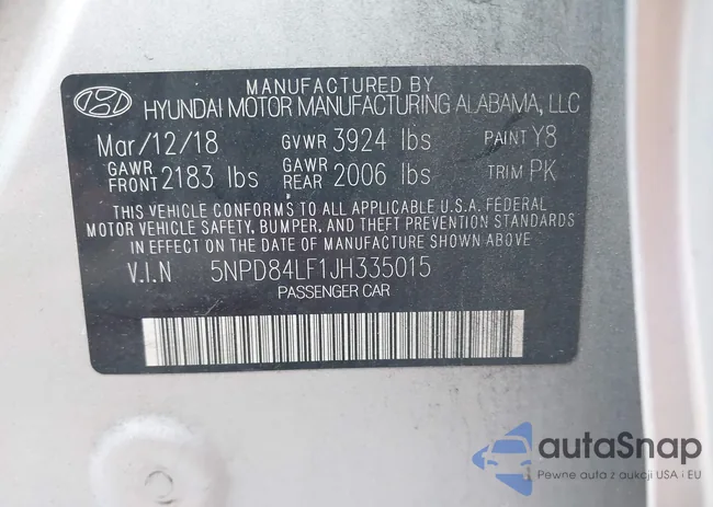 5NPD84LF1JH335015: 44320964