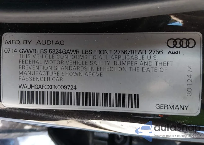 WAUHGAFCXFN009724: 44322120