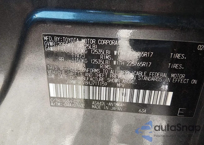 JTMWFREV8HJ711159: 44322149